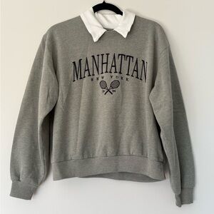 Hollister Gray Collar Crewneck Sweater